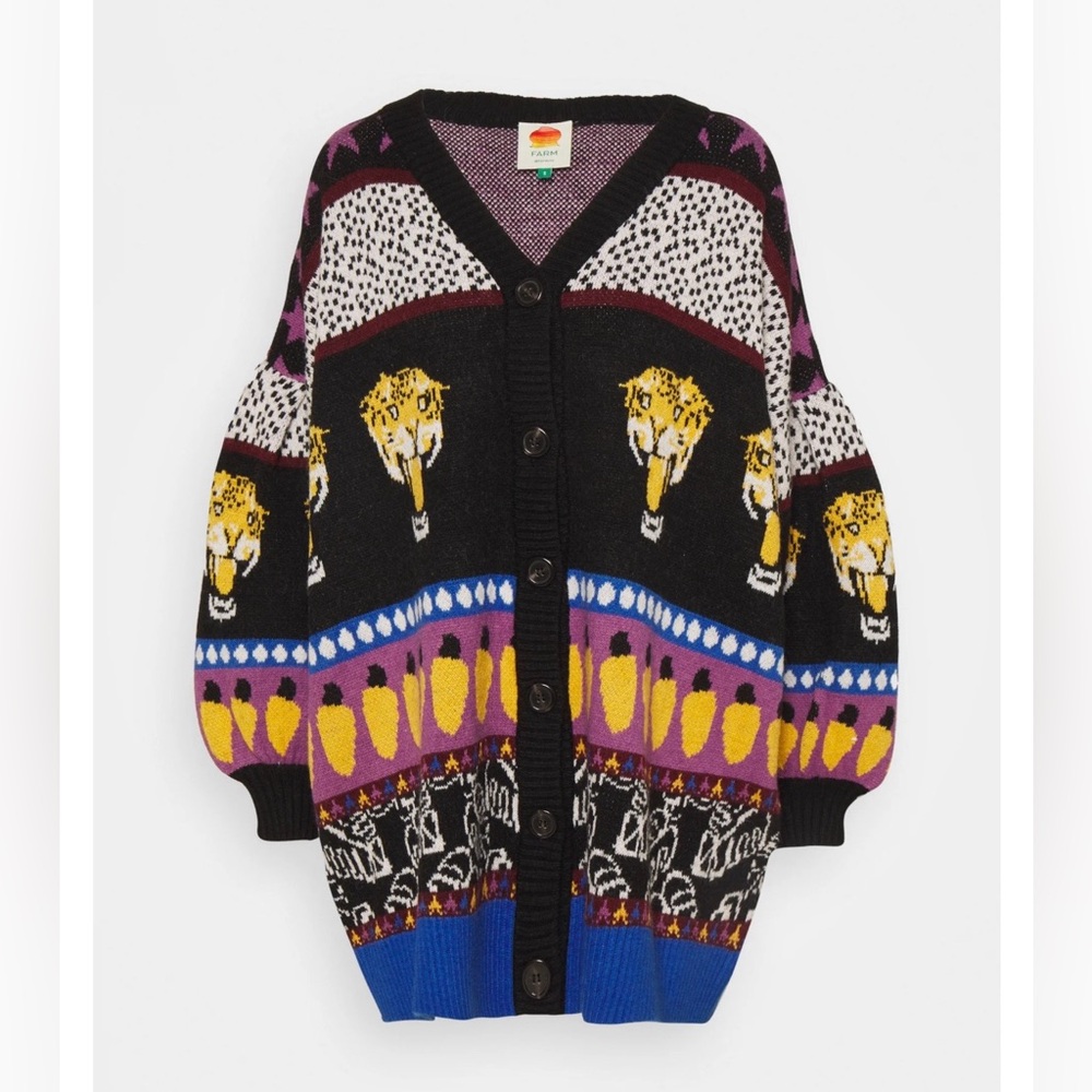 FARM Rio Oversized Animal Print Cardigan sz L